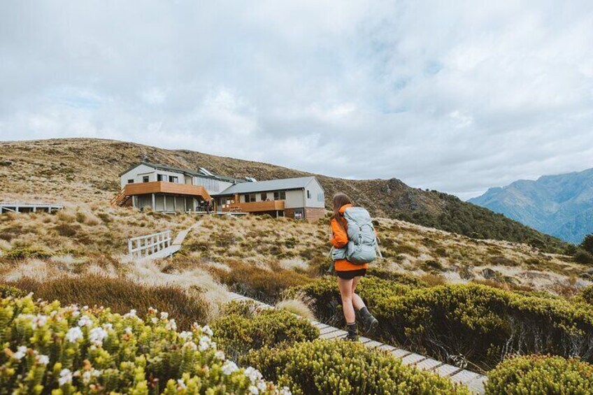 Approaching Luxmore Hut, perfect destination for a return day walk