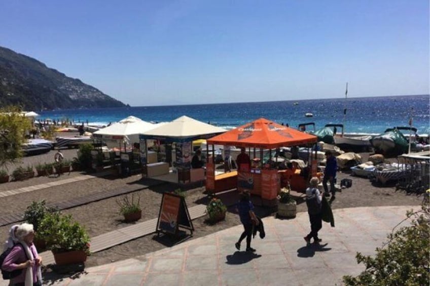 Our starting point in Positano. The Cassiopea kiosk can be found on the Positano Main Beach. Look for our distinctive orange gazebo.