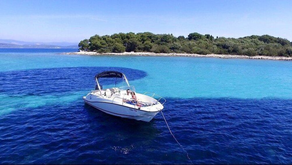 Blue lagoon and our boat from air