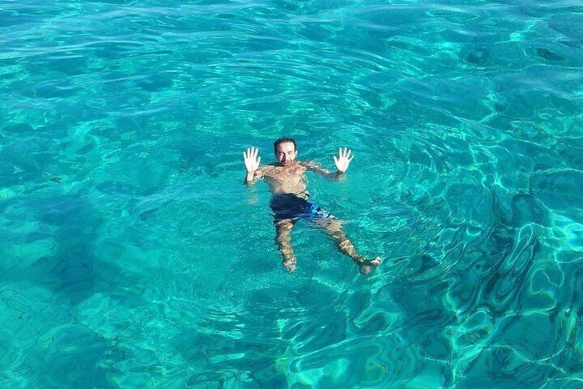Swim in almost transparent water
