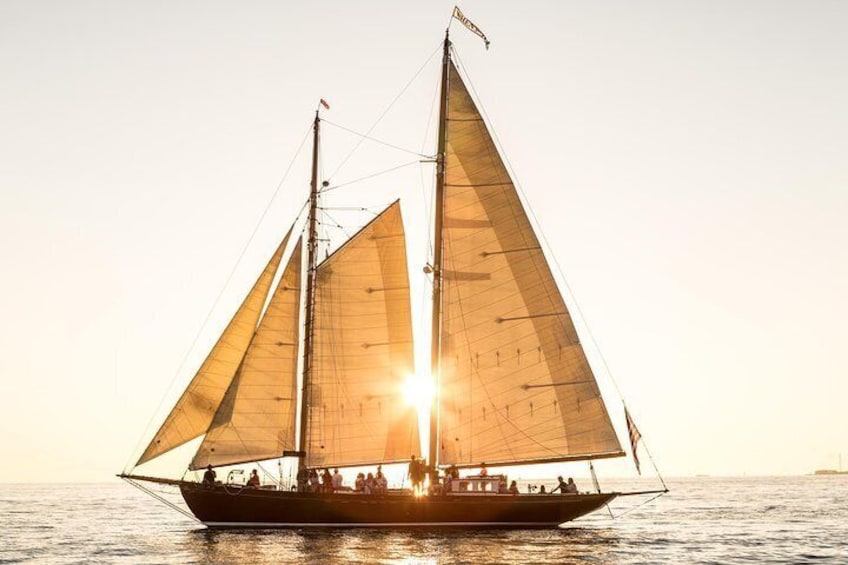 Schooner When And Sunset Sail