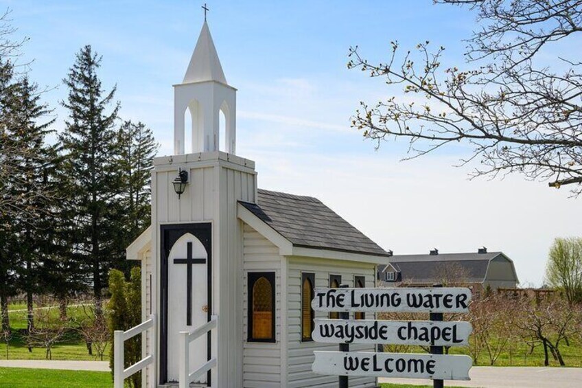 Living Water Wayside Chapel, the smallest chapel in Canada, located in Niagara-on-the-lake, Ontario.