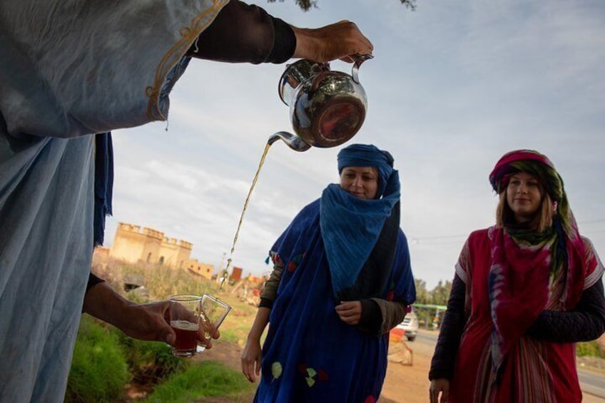 For an even more authentic experience travelers take part in a traditional Moroccan tea ceremony.
