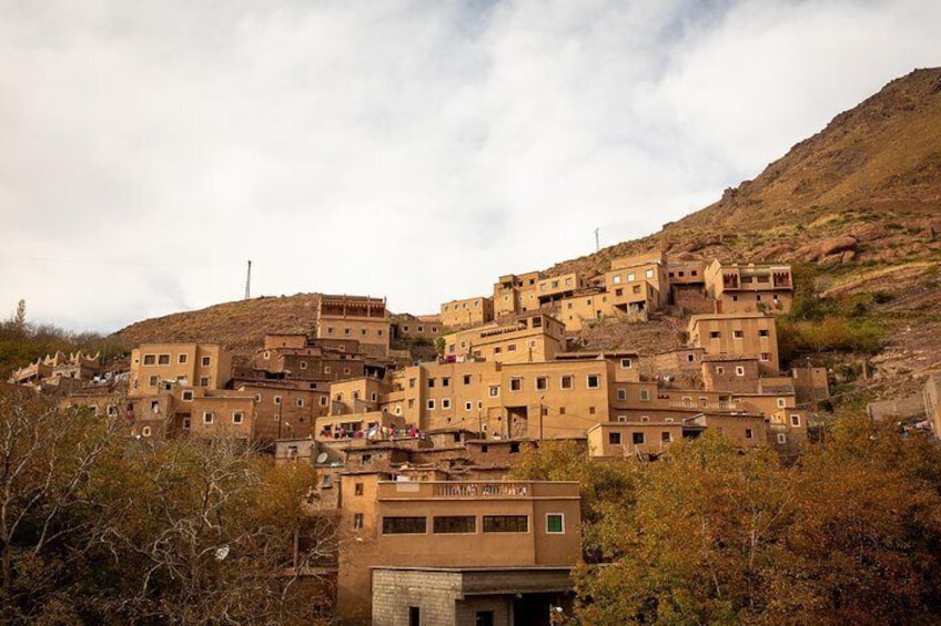 Traditional villages cover the Atlas Mountain range.