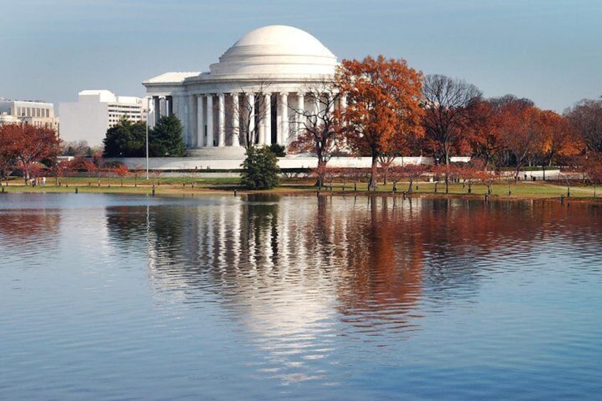 Jefferson memorial reflected on the tidal basin