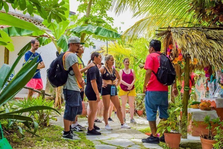 Visiting the Mayan village