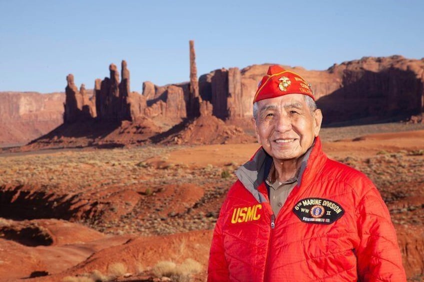 Navajo Code Talker, Peter MacDonald on tour in Monument Valley 