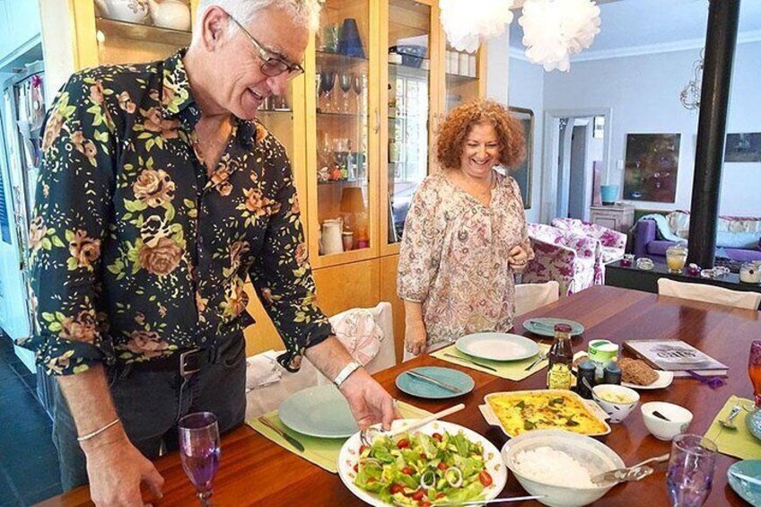 Richard and Gillian set the table for your meal