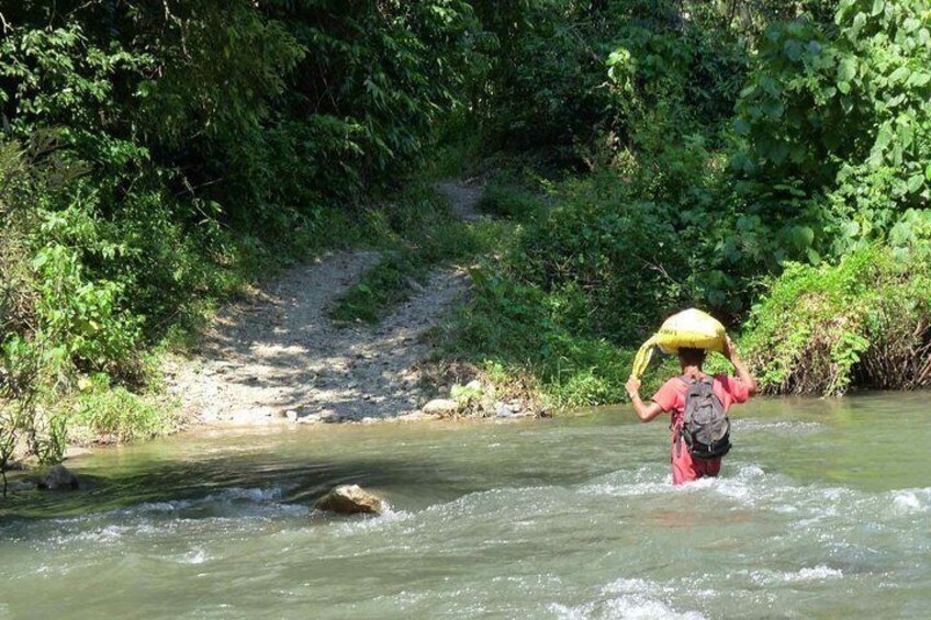 The trail to the tribal village