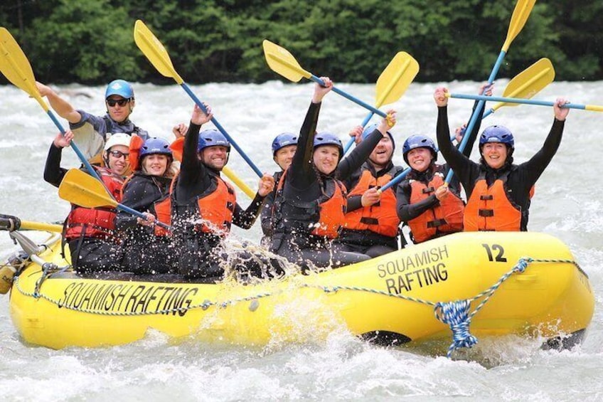 All the fun being had by this crew out for some team building on the mighty Elaho River.