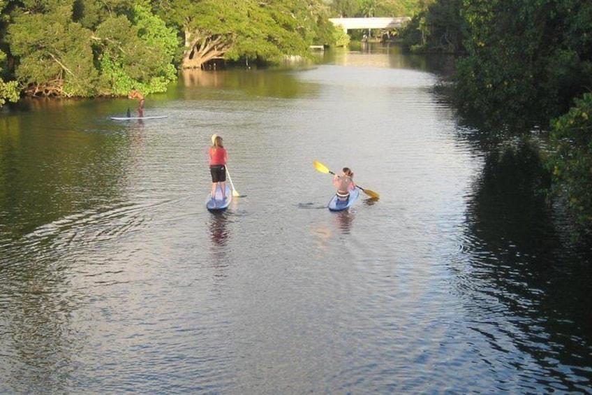 Stand-up paddleboarding is a great way to relax on the waters of the North Shore.