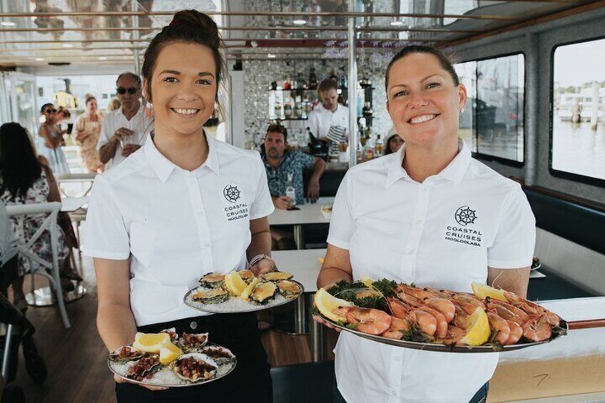 Coastal Cruises Lunch Cruise Choose The freshest seafood in Mooloolaba 5 meals to choose included in your ticket price upgrades and extras avaialble