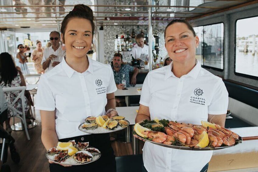 Coastal Cruises Lunch Cruise Choose The freshest seafood in Mooloolaba 5 meals to choose included in your ticket price upgrades and extras avaialble