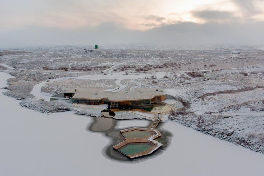 Vök Baths, Lake Urriðavatn, winter view