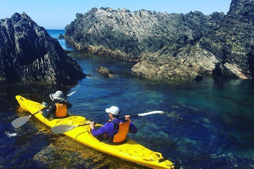 Float into caves and through rock passages.