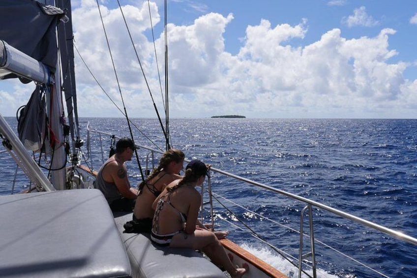 Relaxing on foredeck