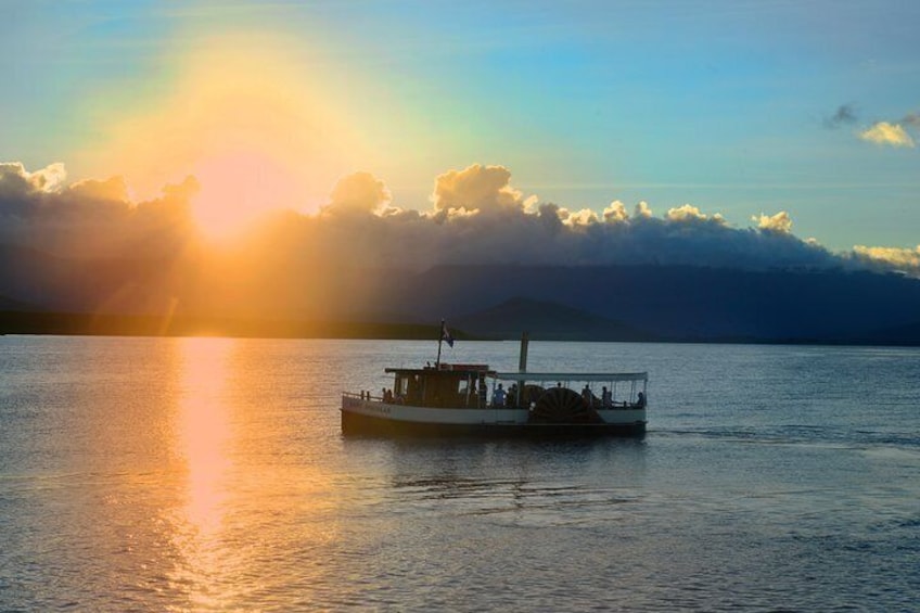 Enjoy the twilight with a drink from our bar onboard