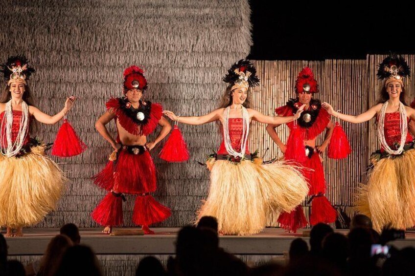 Dancers perform as part of the Polynesian Revue at the Island Breeze Luau on the Big Island.
