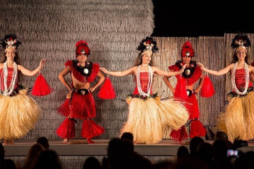 Dancers perform as part of the Polynesian Revue at the Island Breeze Luau on the Big Island.