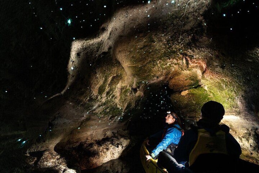 Surrounded by incredible Glow Worms on Kayak Tour in Rotorua