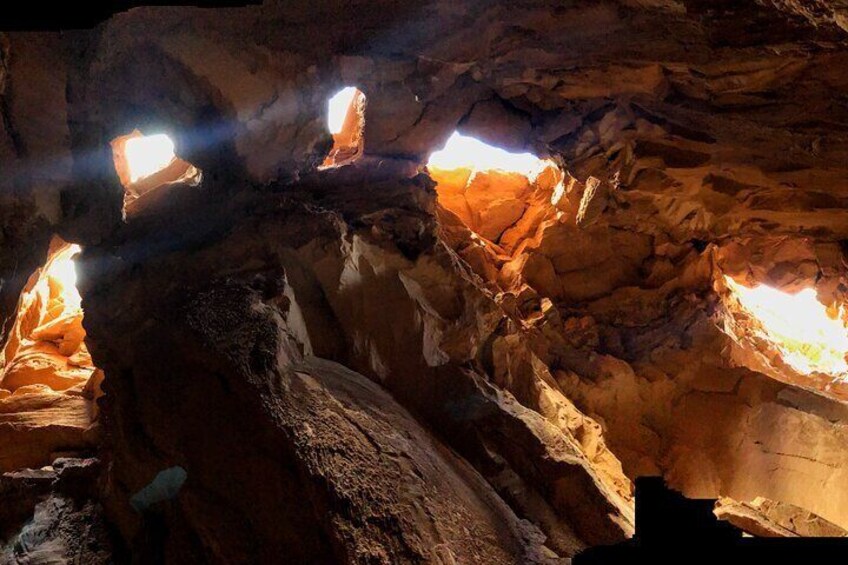 Redrock illuminated skylights within the Goblin's Lair