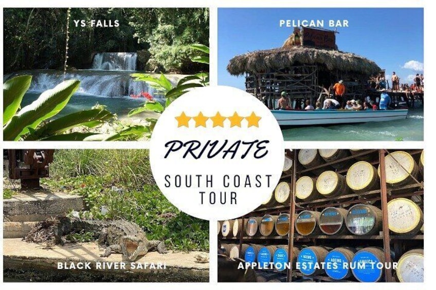 YS Falls, Black River Safari, Appleton Rum Tour OR Pelican Bar (Choose Up to 3)