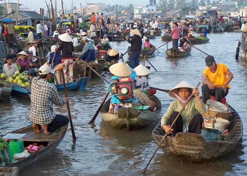 Wooden boats on the Mekong delta 