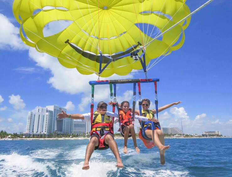 Parasailing over paradise Cancun