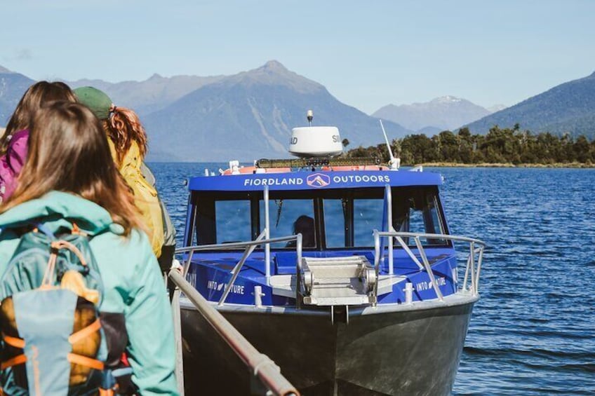 Meeting the water taxi at Te Anau Downs