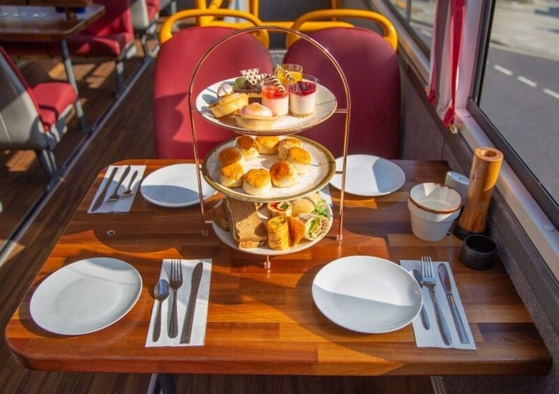 Selection of homemade finger sandwiches and wraps aboard the Bella Vista bus in London