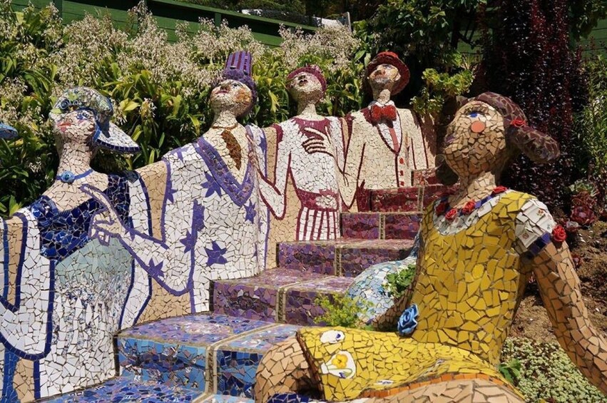 Mosaic sculptures at the Giant's House in Christchurch