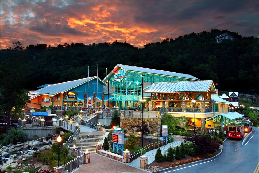 Exterior night view of Ripley's Aquarium of the Smokies Aquarium in Gatlinburg, Tennessee