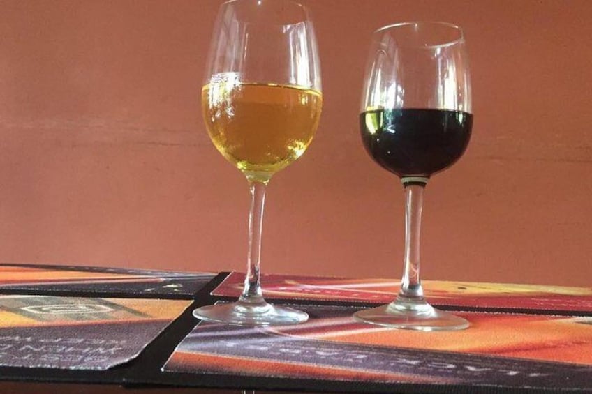 A glass of white wine or red wine