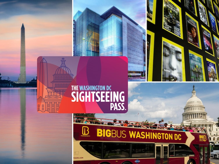 Sightseeing Pass with collage of images of Washington DC
