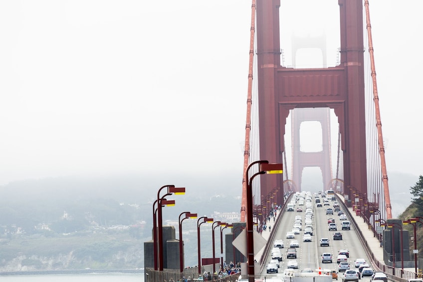 Foggy day view of the Golden Gate Bridge in San Francisco 