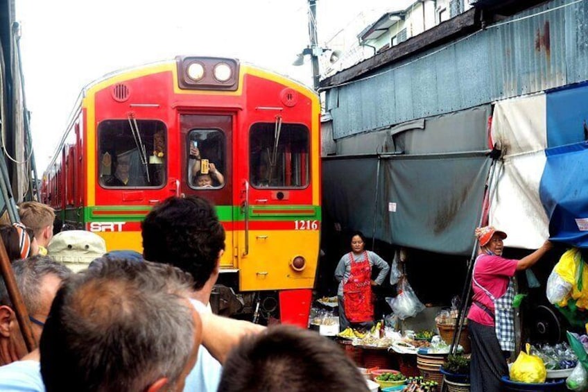 Floating and Railway Market, Coconut Farm and Salt Field Tour in Thailand