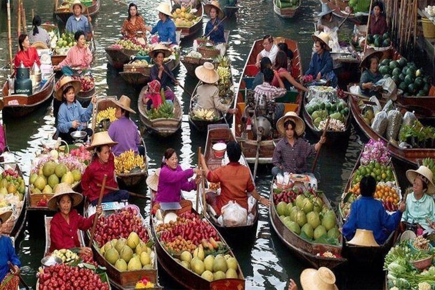 Bangkok: Join Tour Damnernsaduak Floating Market, Lunch, River Kwai Full Day