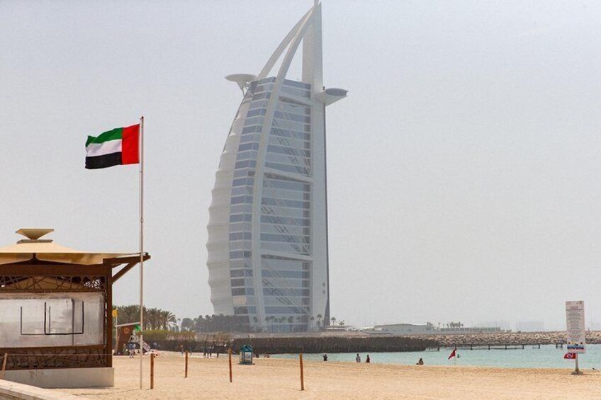 Burj Al-Arab hotel, set on its own island in Dubai, has a sail shape and is one of the tallest hotels in the world.