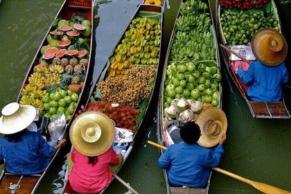 Damnern Saduak Floating Market, Grand Palace, Wat Phra Keo & Wat Pho