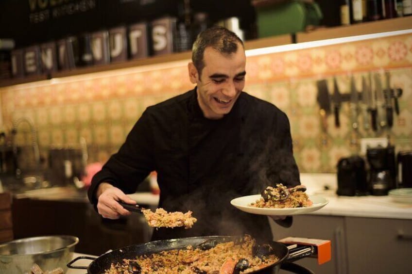 Interactive Spanish Cooking Experience in Barcelona