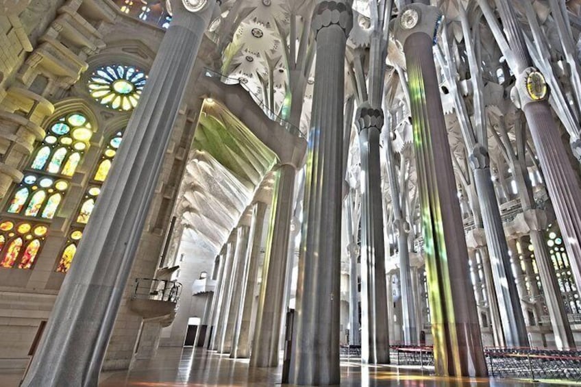 Get enchanted by the colourful interiors of the Sagrada Familia