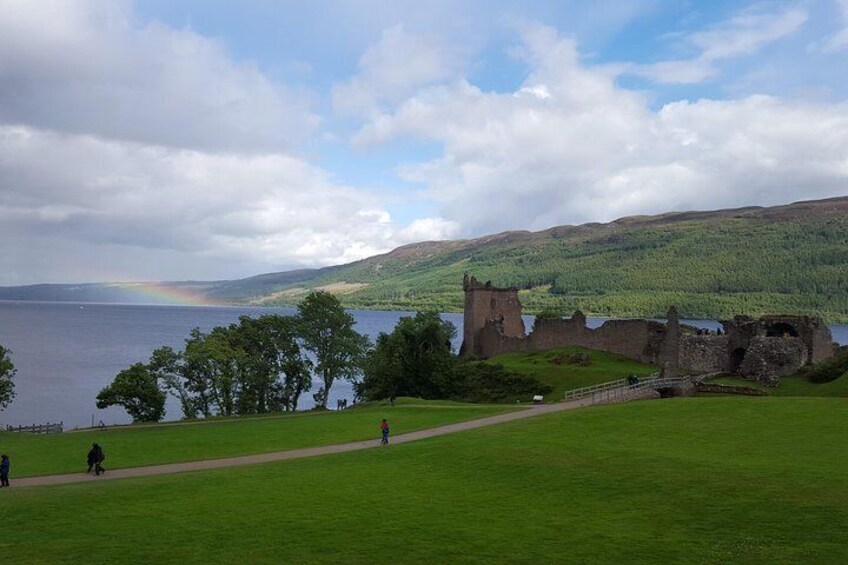 The view of Urquhart Castle at Loch Ness