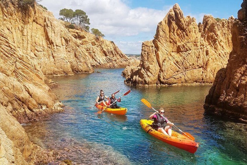 Gently propelling among sand rock formations in the Costa Brava.