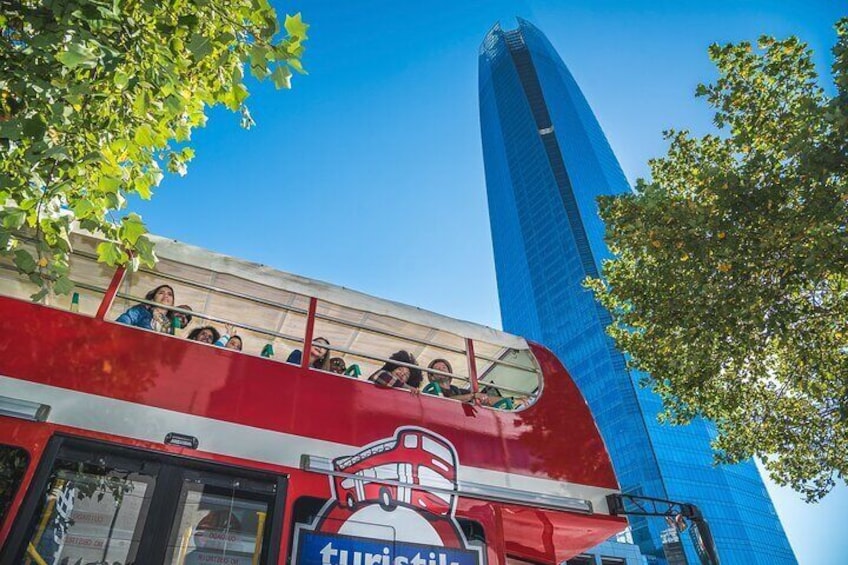 Tourist bus around Santiago for a day
