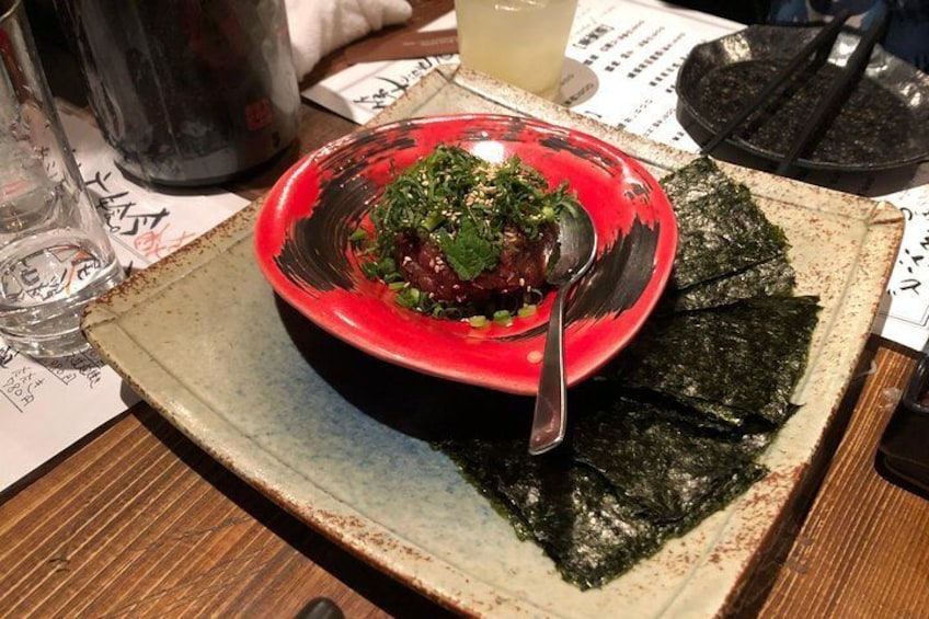 Roll yourself mackeral tartare 'nori' rolls