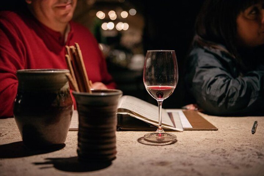 Glasses ar poured for guests at a winery in Napa Valley, California.