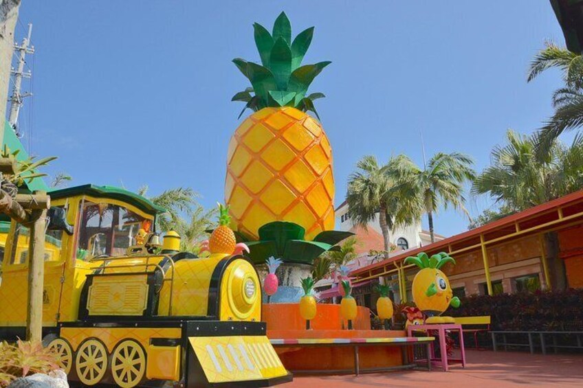 大きなパイナップルが目印！You can riding automatic pineapple cart in the pineapple field.