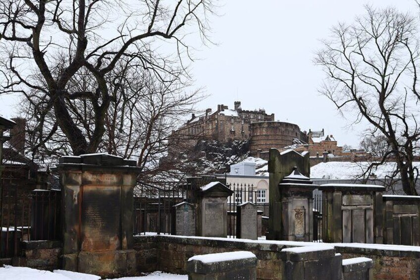 Castle views in the graveyard