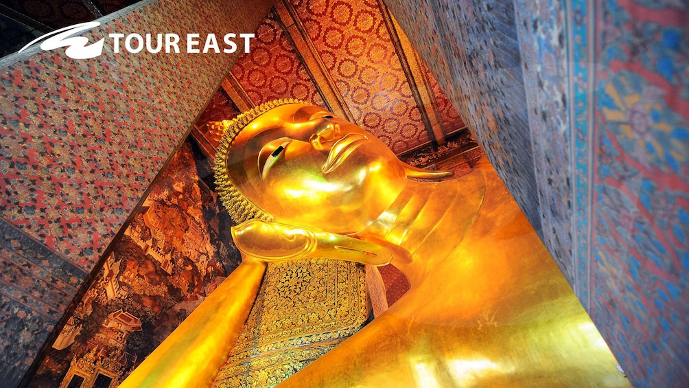 Closeup of the head of the Reclining Buddha