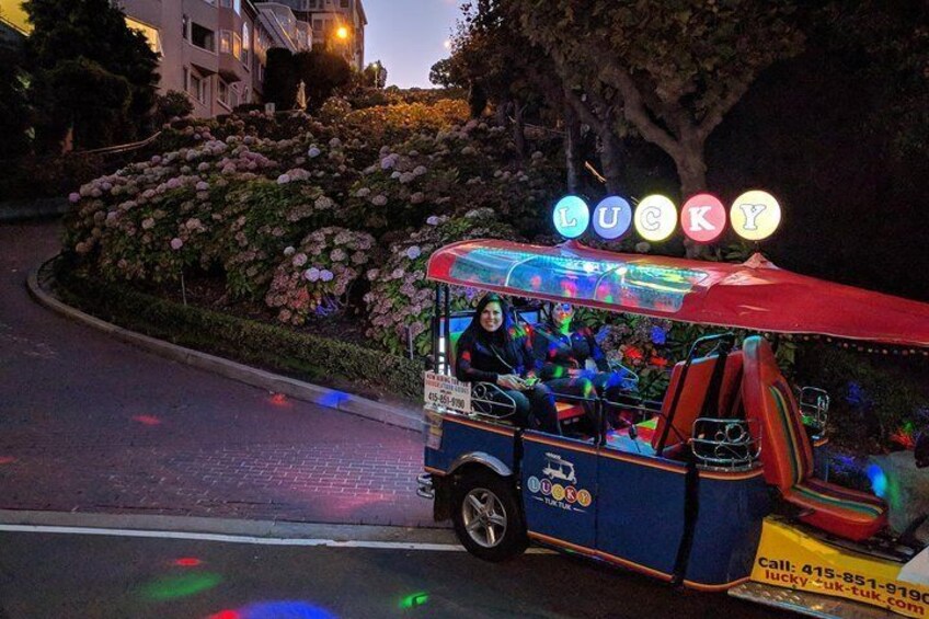 Lucky Tuk Tuk on Lombard Street - The curviest Street 